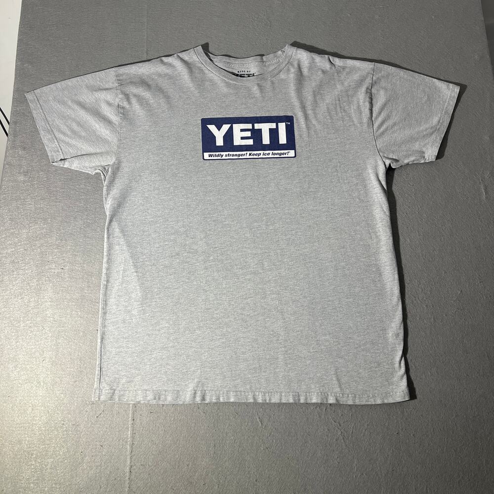 YETI Coolers Men’s XXL Gray Logo T-Shirt Wildly Stronger Outdoor Graphic